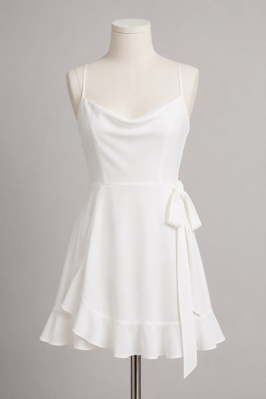 Lucy in the Sky White Capri Ruffle Tie Mini Dress - Size XS